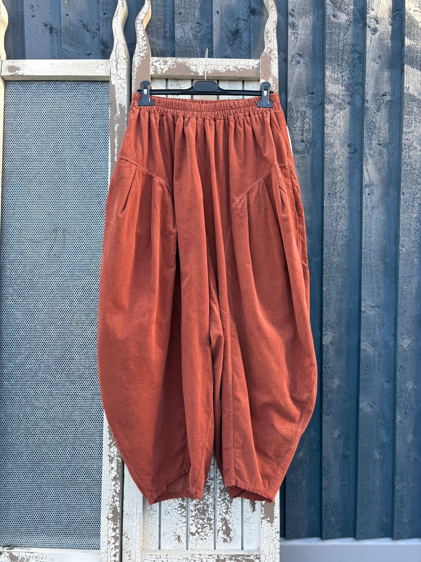 Made in Italy Needlecord Barrel Leg Cocoon Trousers Various Colours