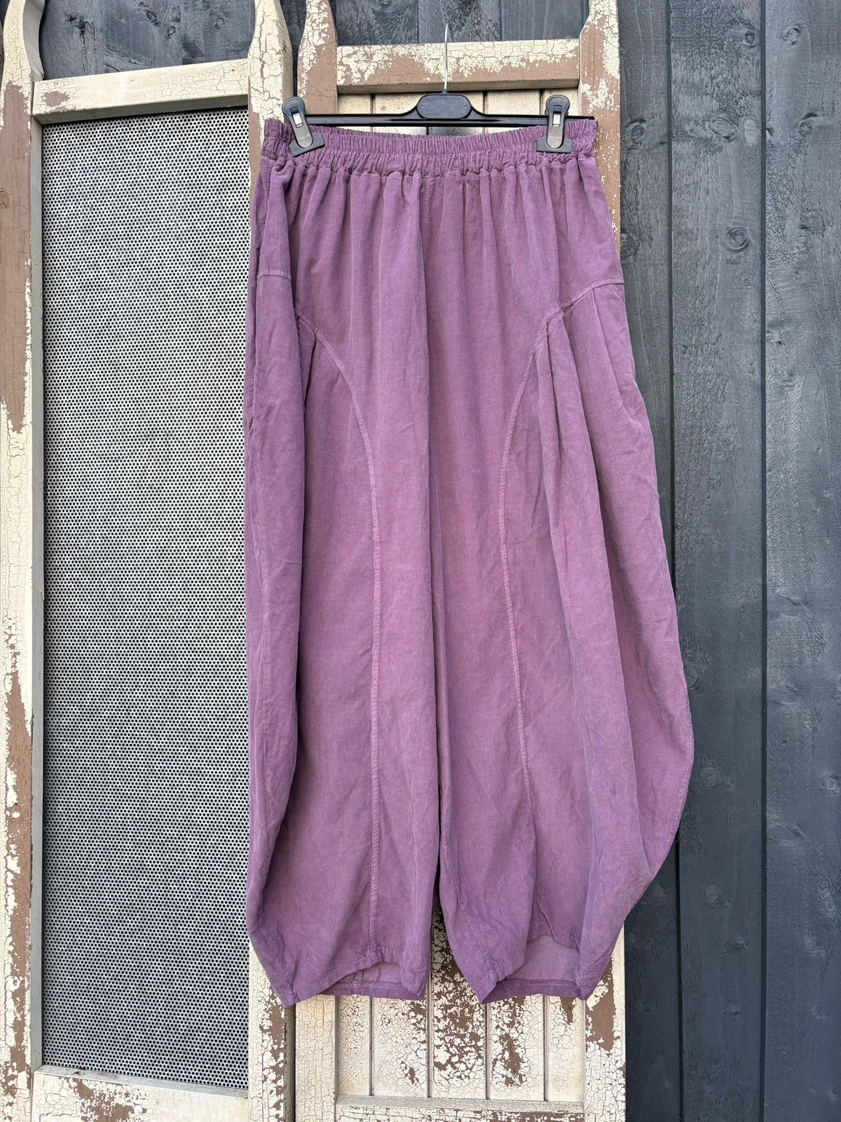 Made in Italy Needlecord Barrel Leg Cocoon Trousers Various Colours