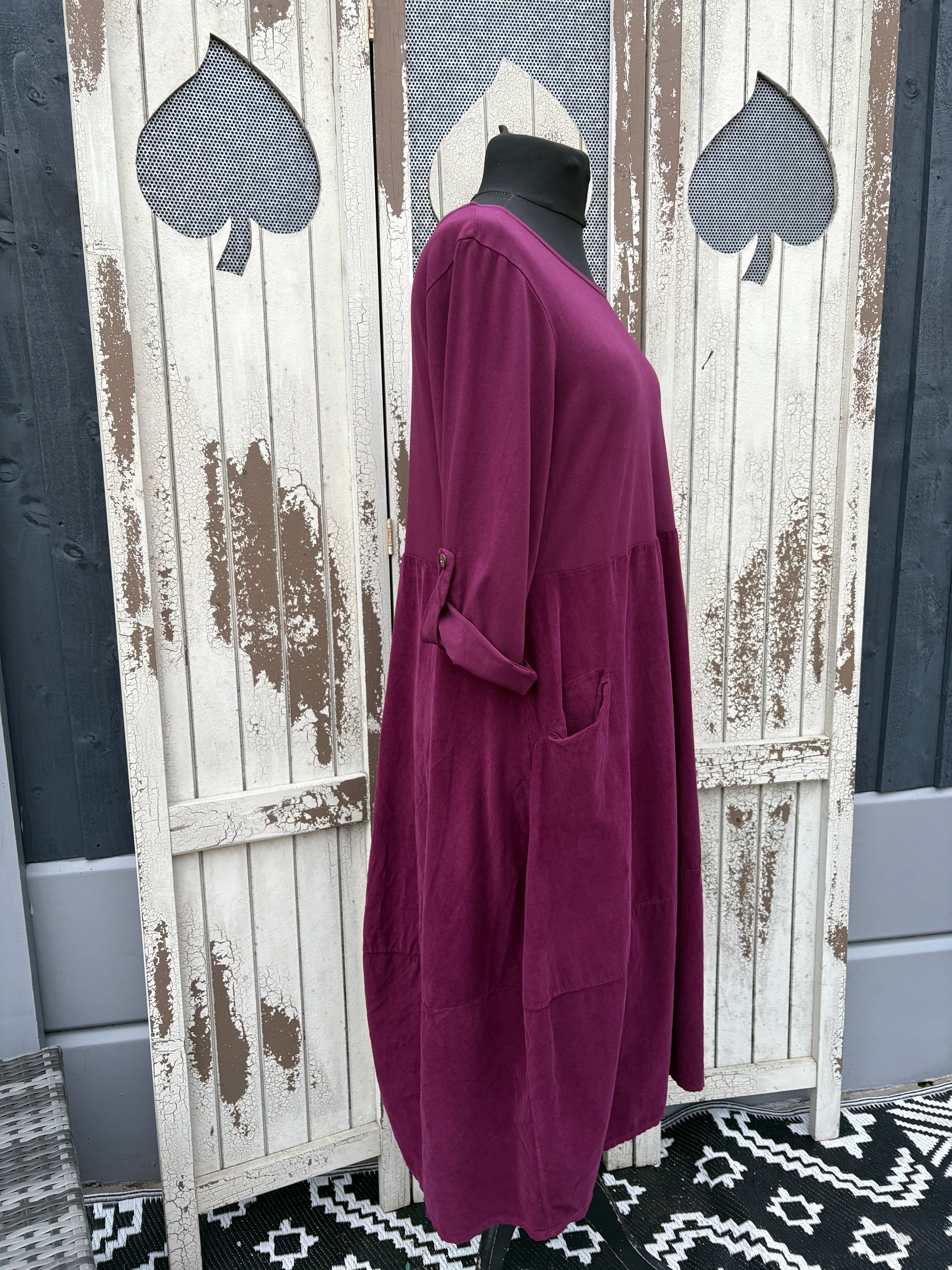 Made in Italy Needlecord Cocoon Dress Various Colours