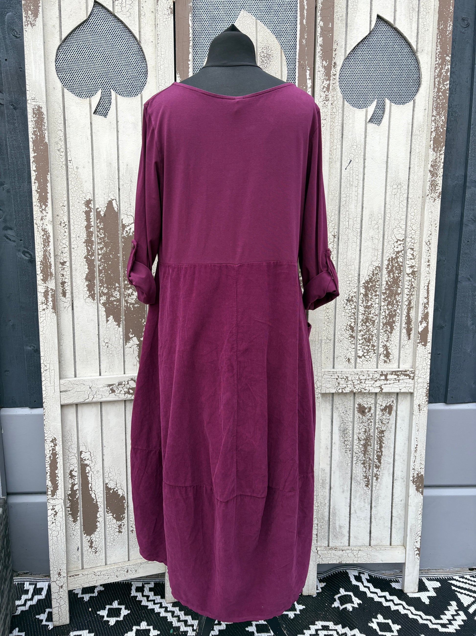 Made in Italy Needlecord Cocoon Dress Various Colours