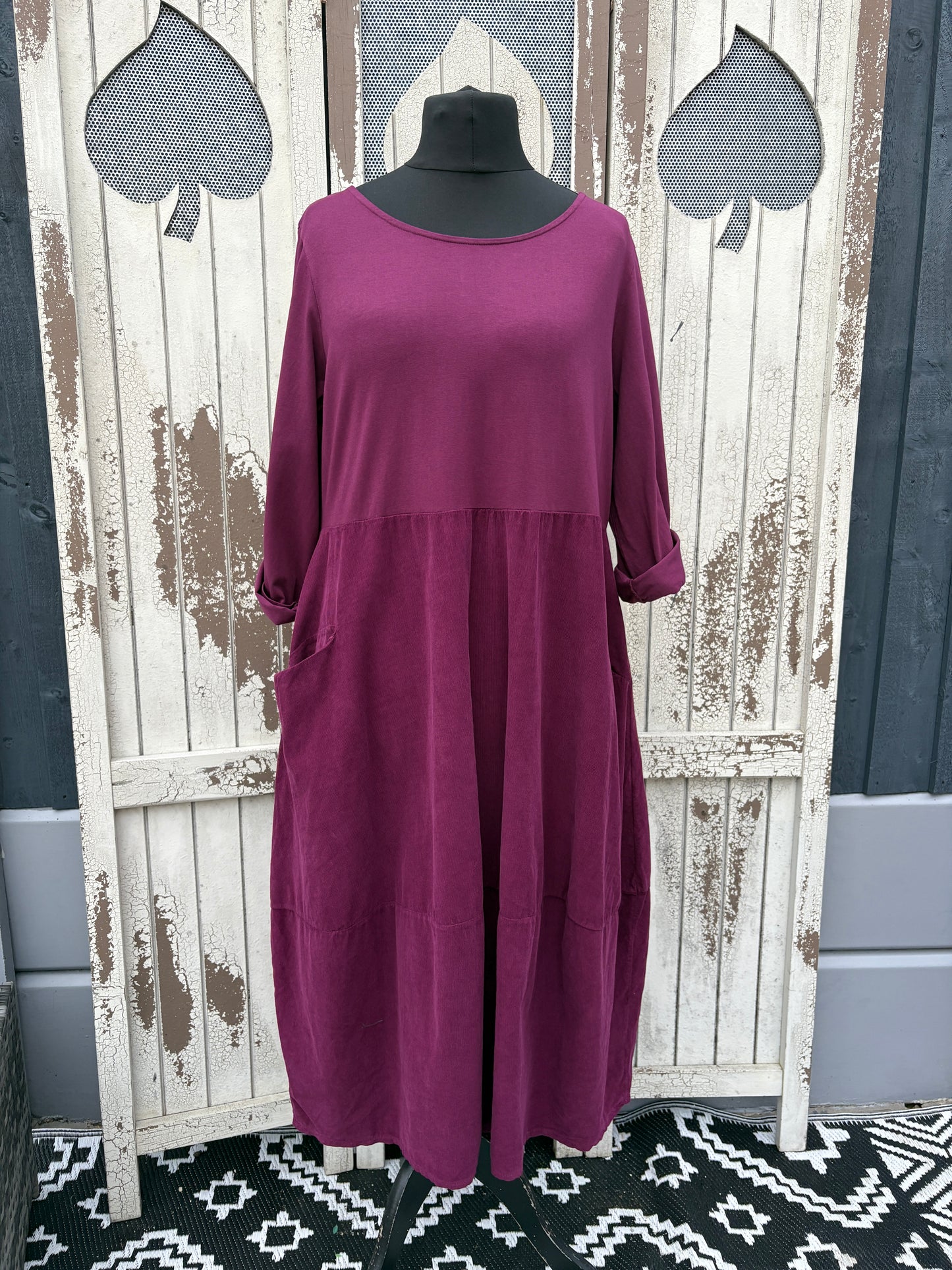 Made in Italy Needlecord Cocoon Dress Various Colours