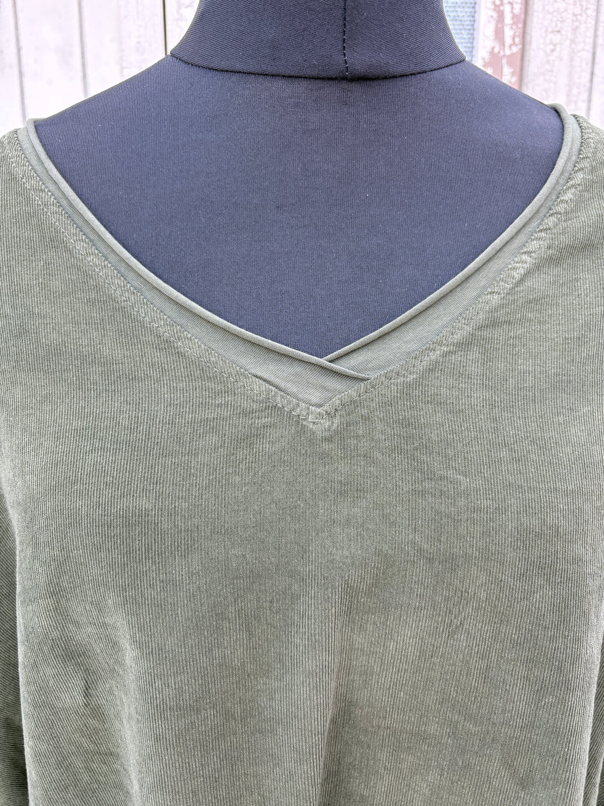 Made in Italy Needlecord Dipped Back Top Various Colours