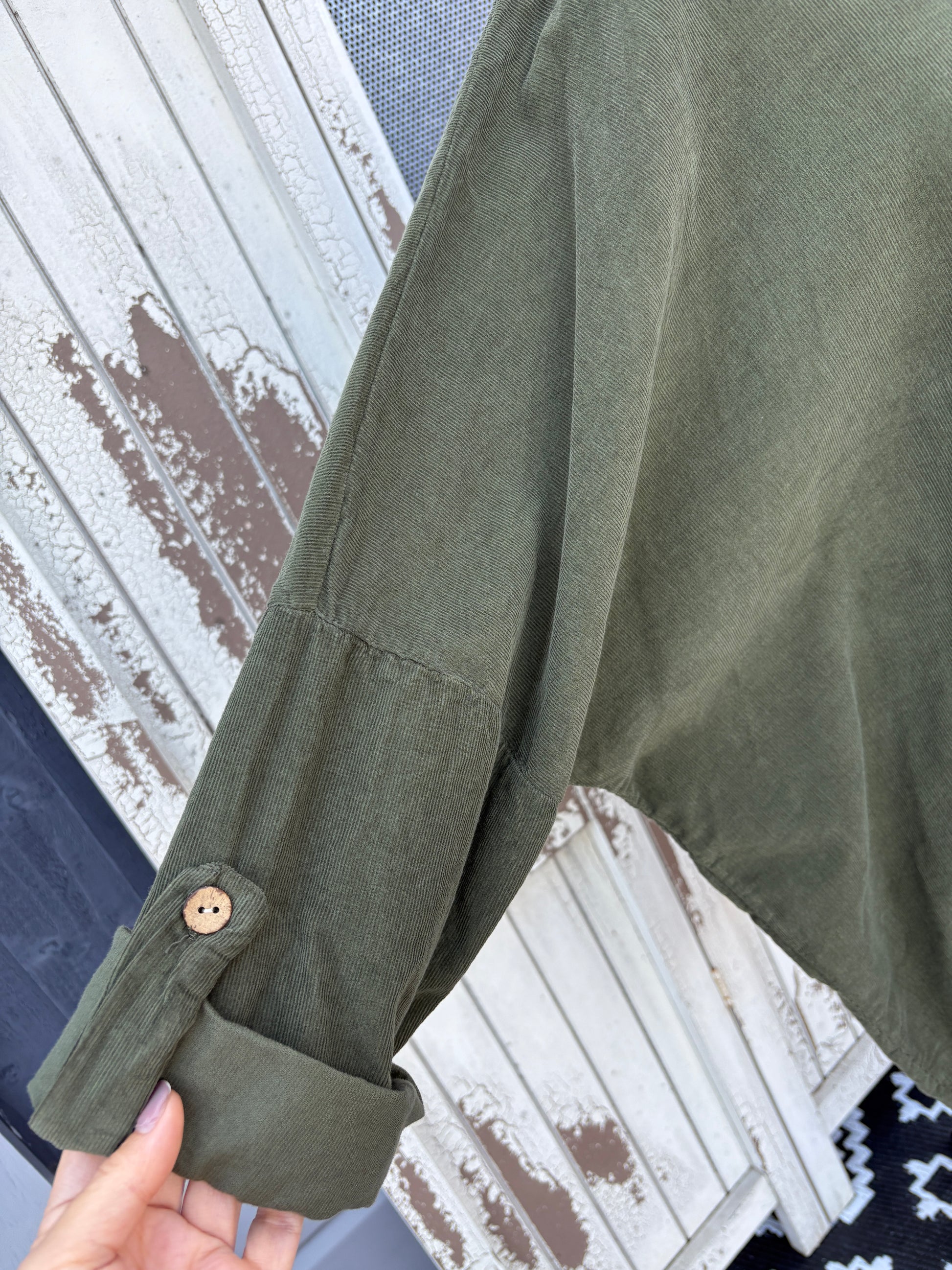 Made in Italy Needlecord Dipped Back Top Various Colours