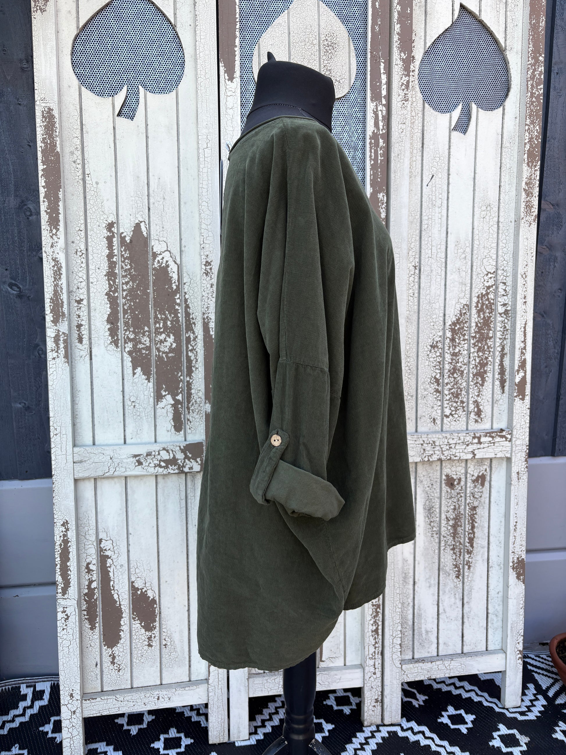 Made in Italy Needlecord Dipped Back Top Various Colours