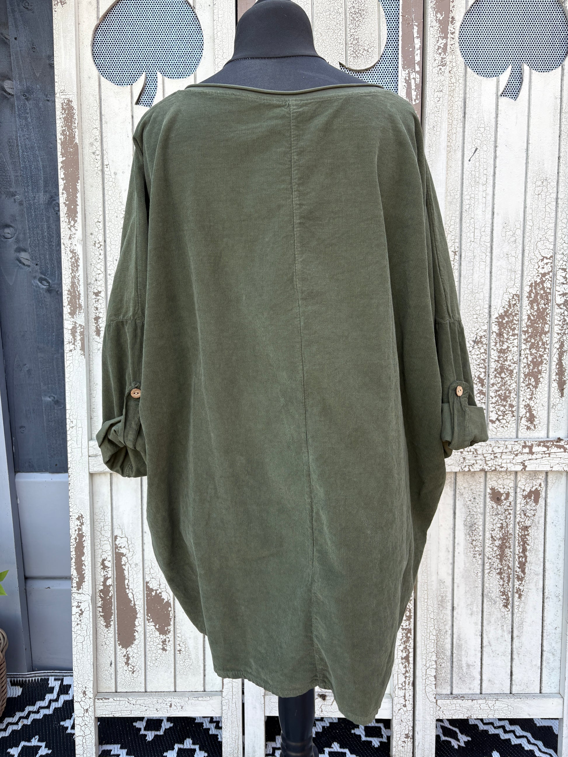 Made in Italy Needlecord Dipped Back Top Various Colours