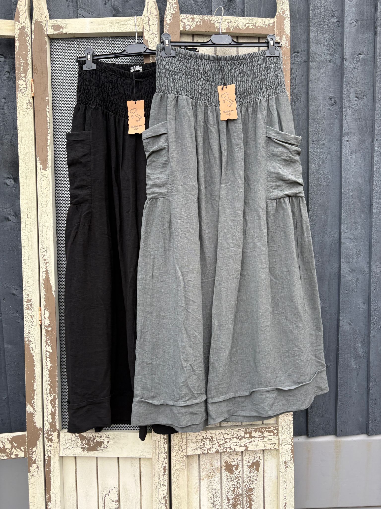 Made in Italy Palazzo Trousers with Cuffed Hem – Nautical-Inspired Various Colours