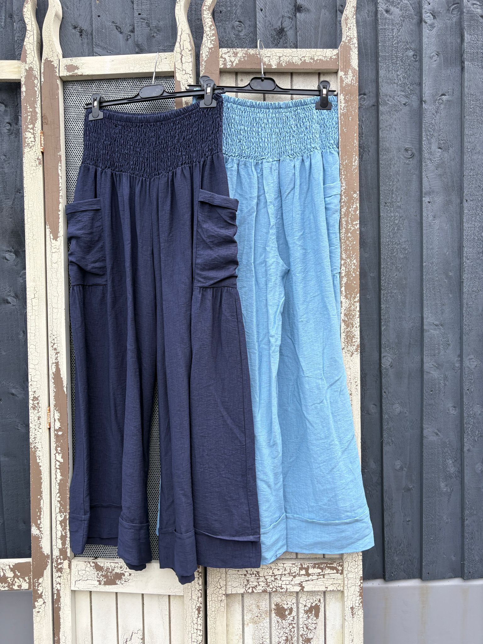 Made in Italy Palazzo Trousers with Cuffed Hem – Nautical-Inspired Various Colours
