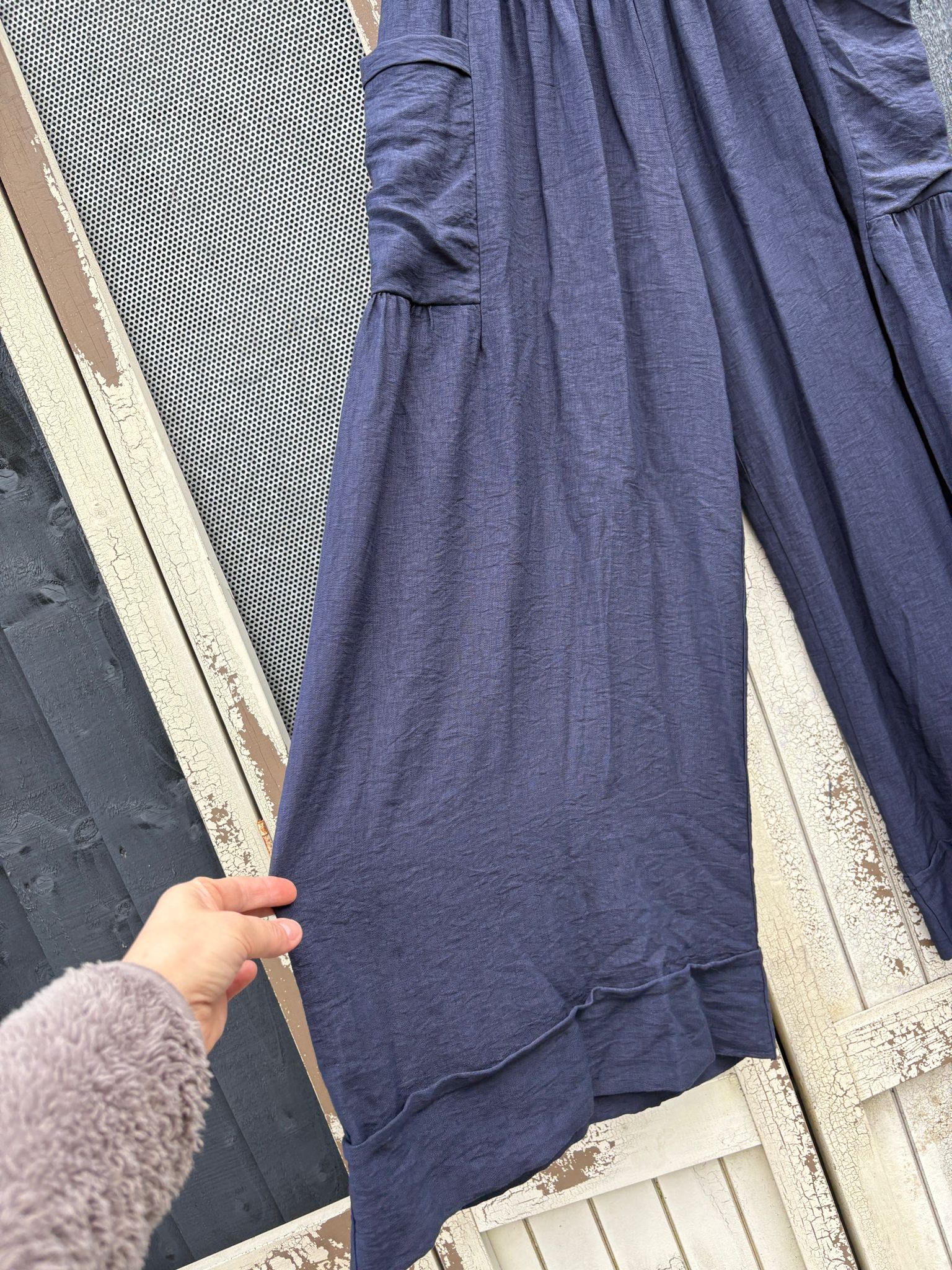Made in Italy Palazzo Trousers with Cuffed Hem – Nautical-Inspired Various Colours