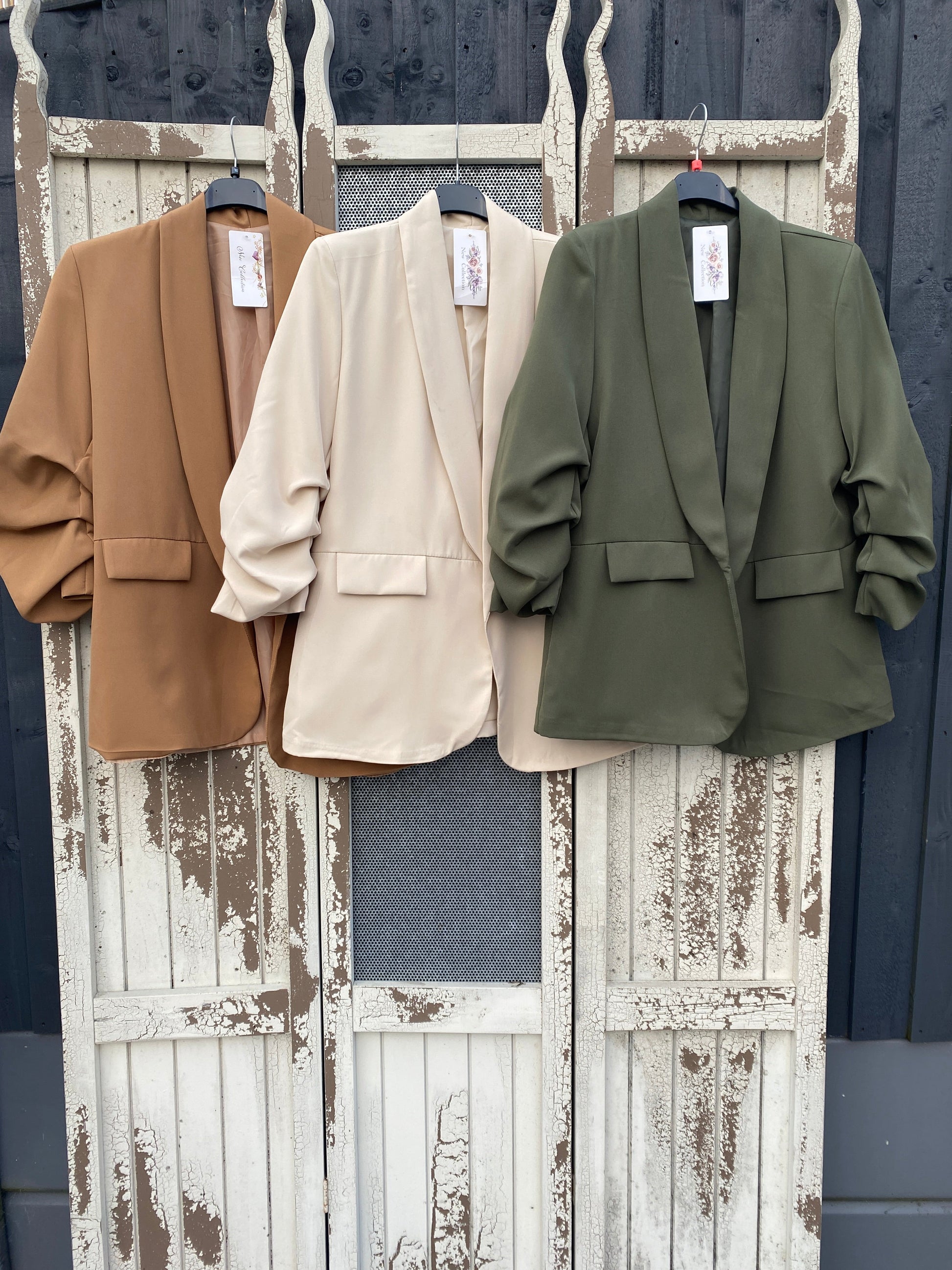 Made in Italy Ruched Sleeve Blazer Various Colours and Sizes