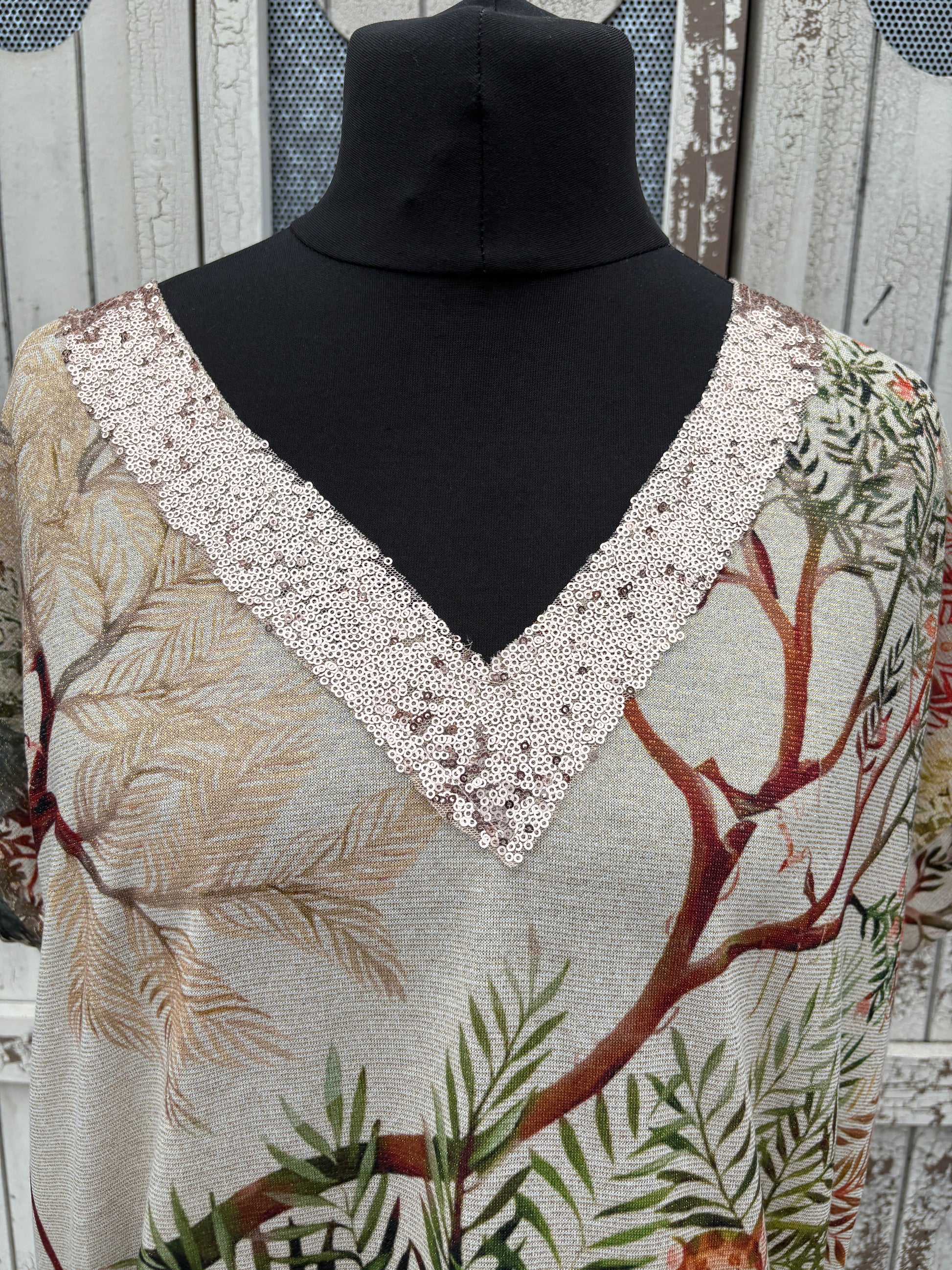 Made in Italy Sequin V Neck Dress – Jungle