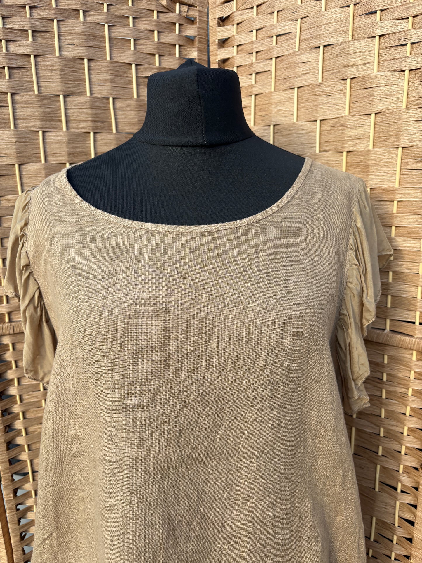 Made in Italy Silk-Frill Linen Cocoon Dress