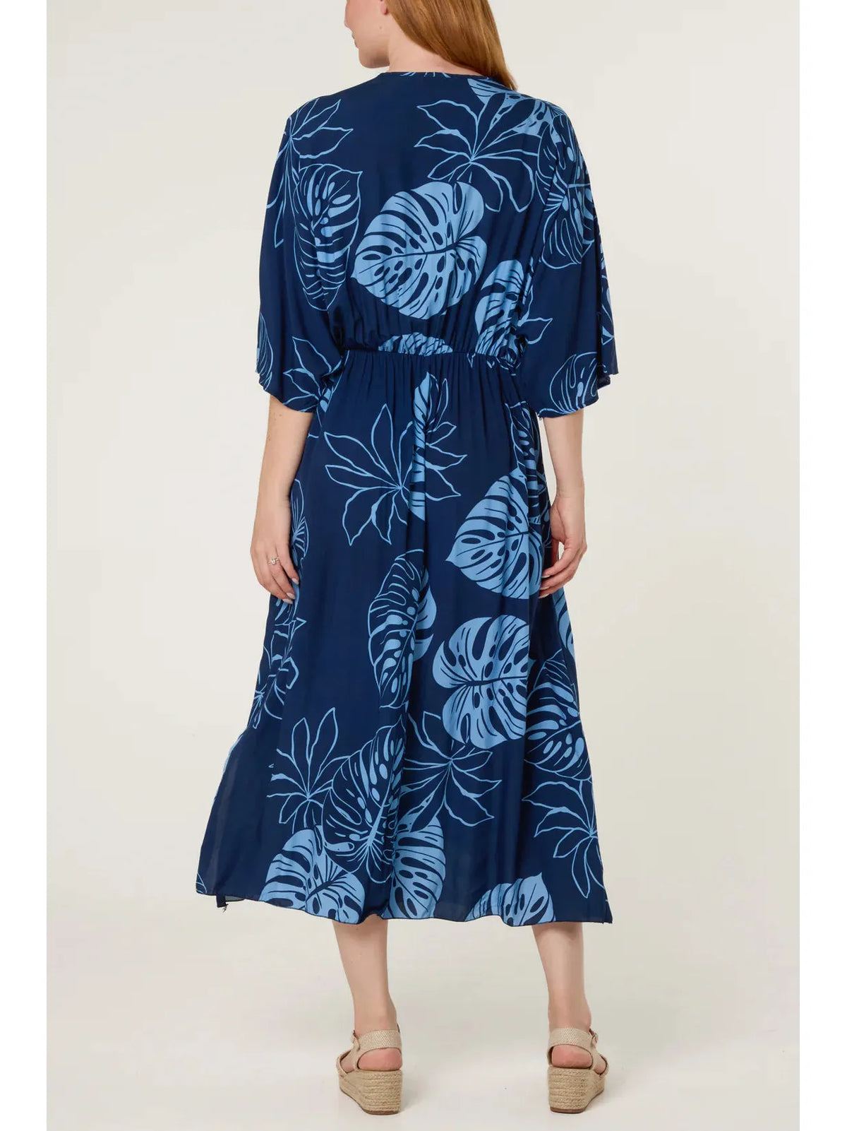 Made in Italy Split Side Summer Dress – Tropical Leaf Print