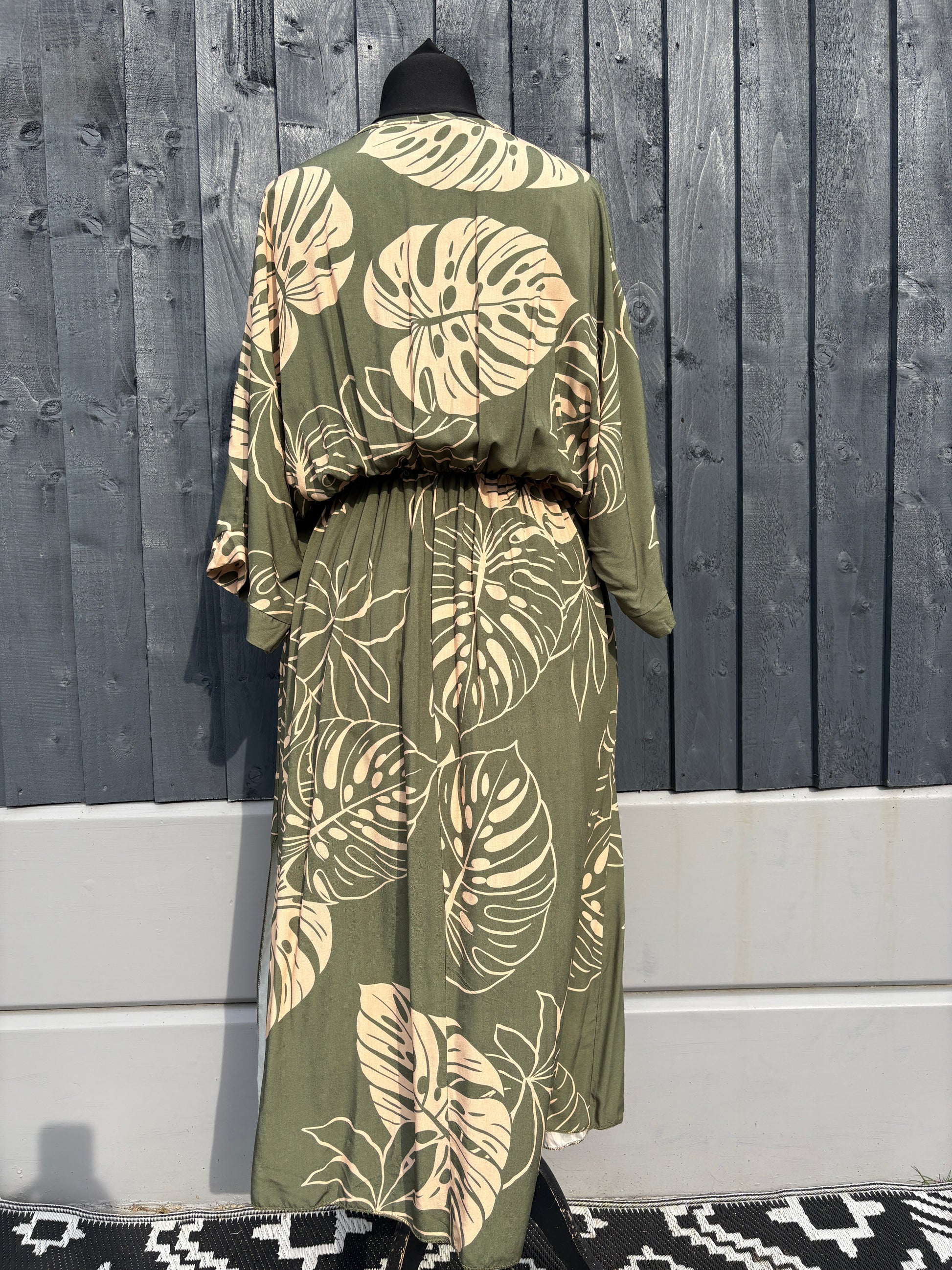 Made in Italy Split Side Summer Dress – Tropical Leaf Print