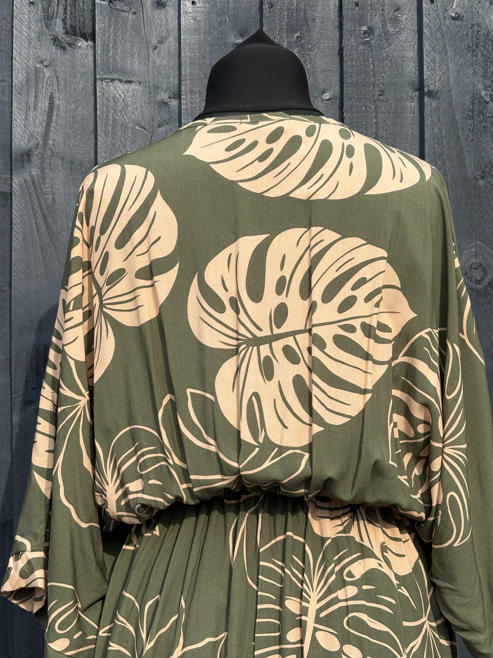 Made in Italy Split Side Summer Dress – Tropical Leaf Print