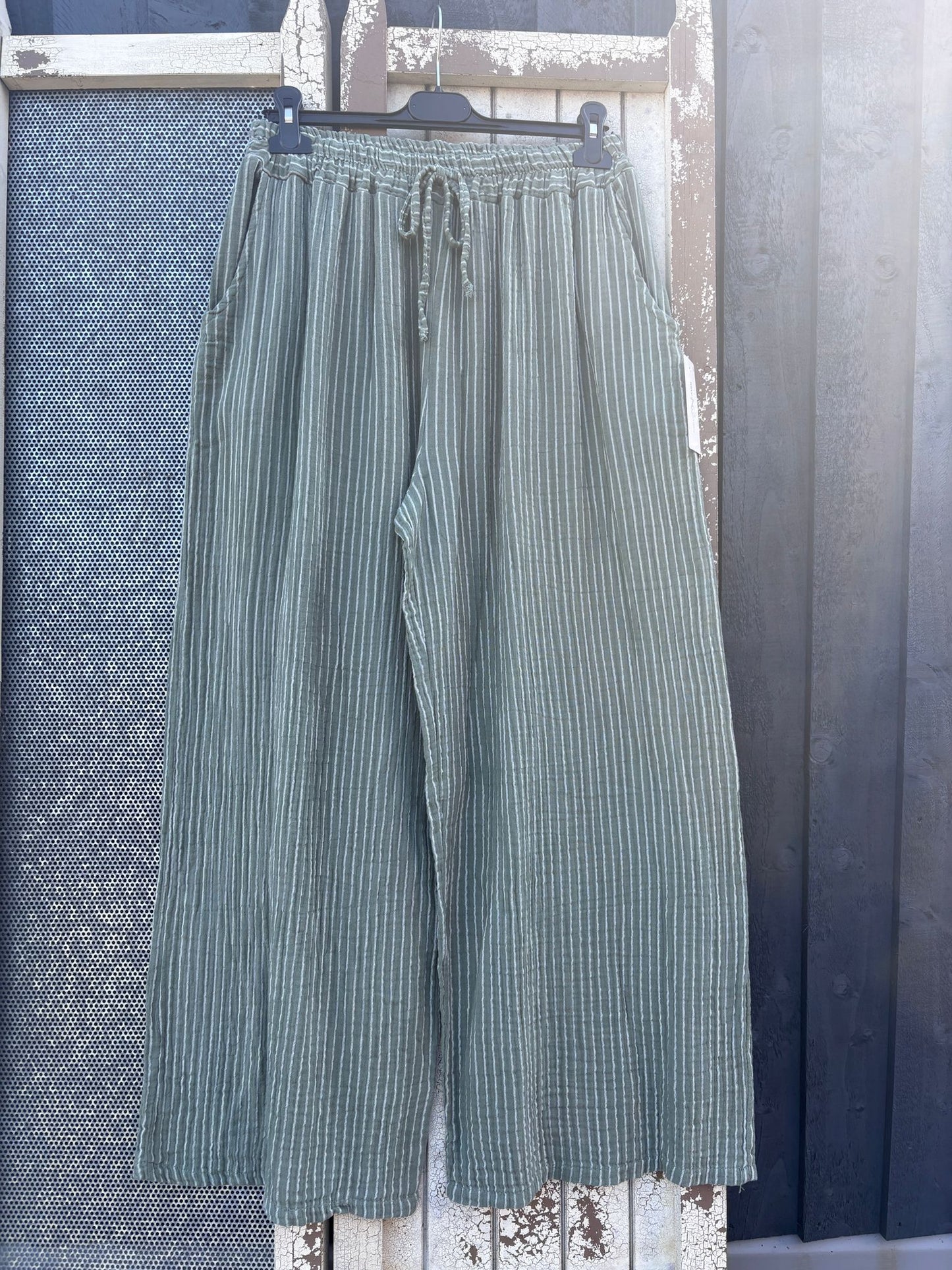 Made in Italy Striped Cotton Summer Trousers