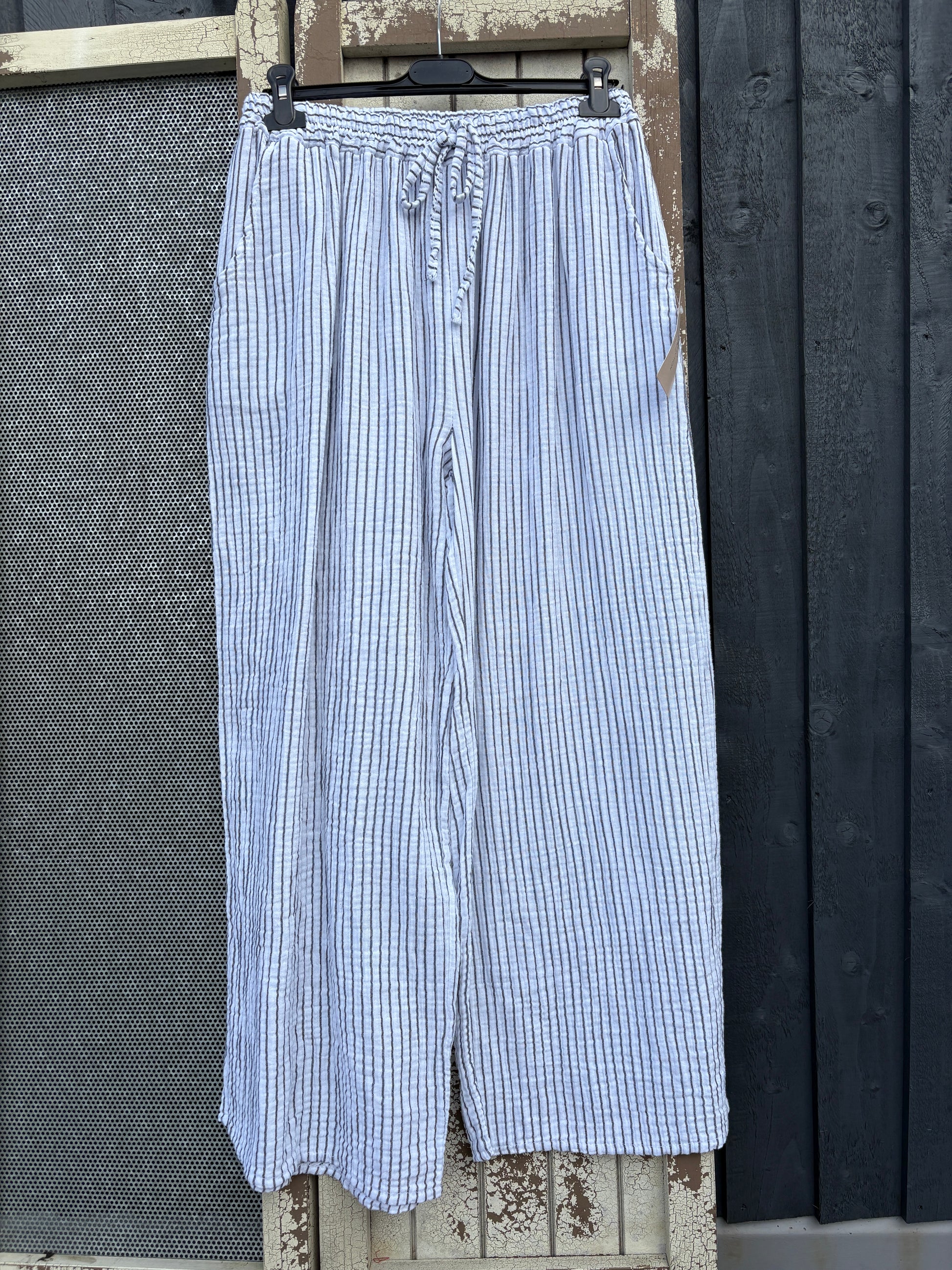 Made in Italy Striped Cotton Summer Trousers