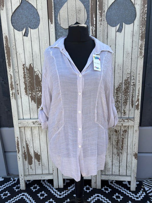 Made in Italy Summer Hi-Lo Shirt - Pink