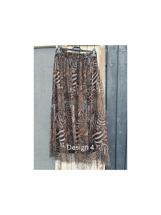 Made in Italy Tulle Printed Skirt - Various Prints