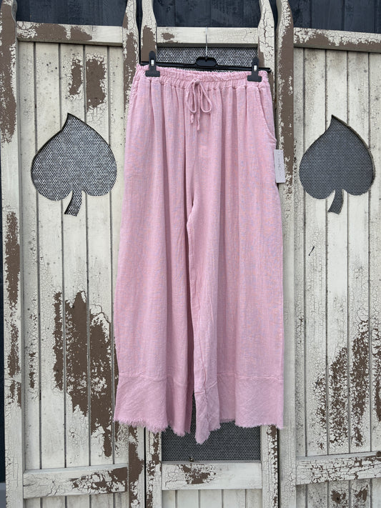 Made in Italy Wide-Legged Summer Trousers – Lightweight Linen-Cotton Blend