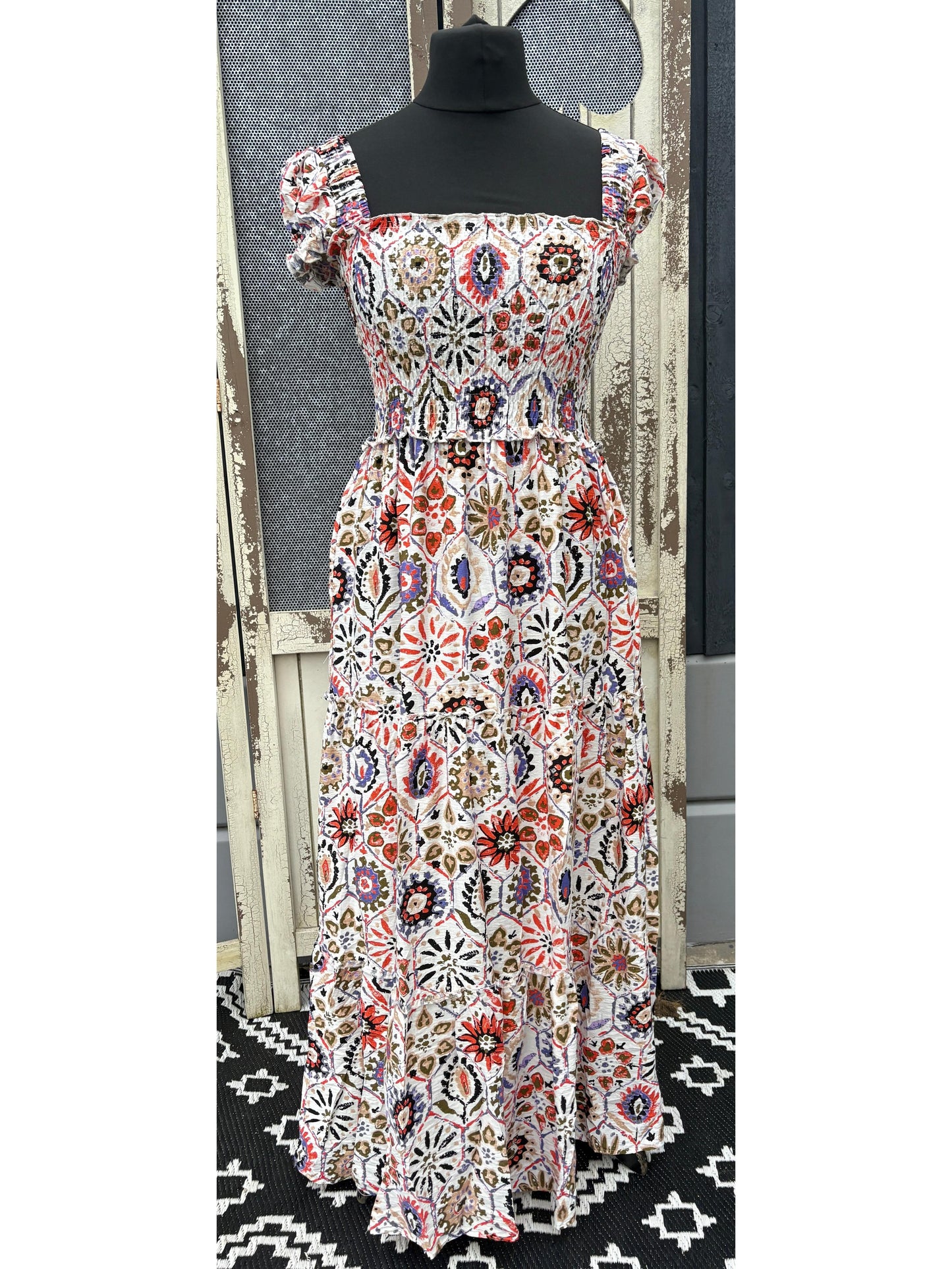 Sienna Block Print Maxi Dress Various Colours