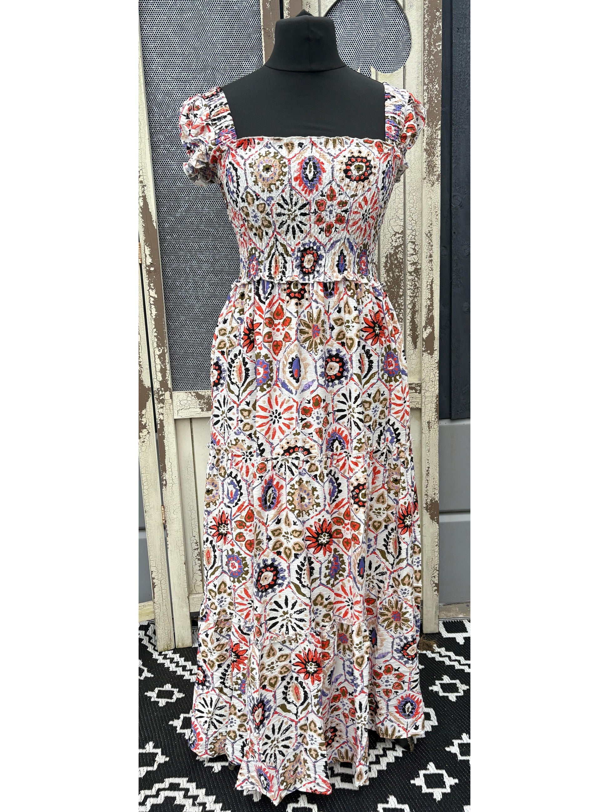 Sienna Block Print Maxi Dress Various Colours