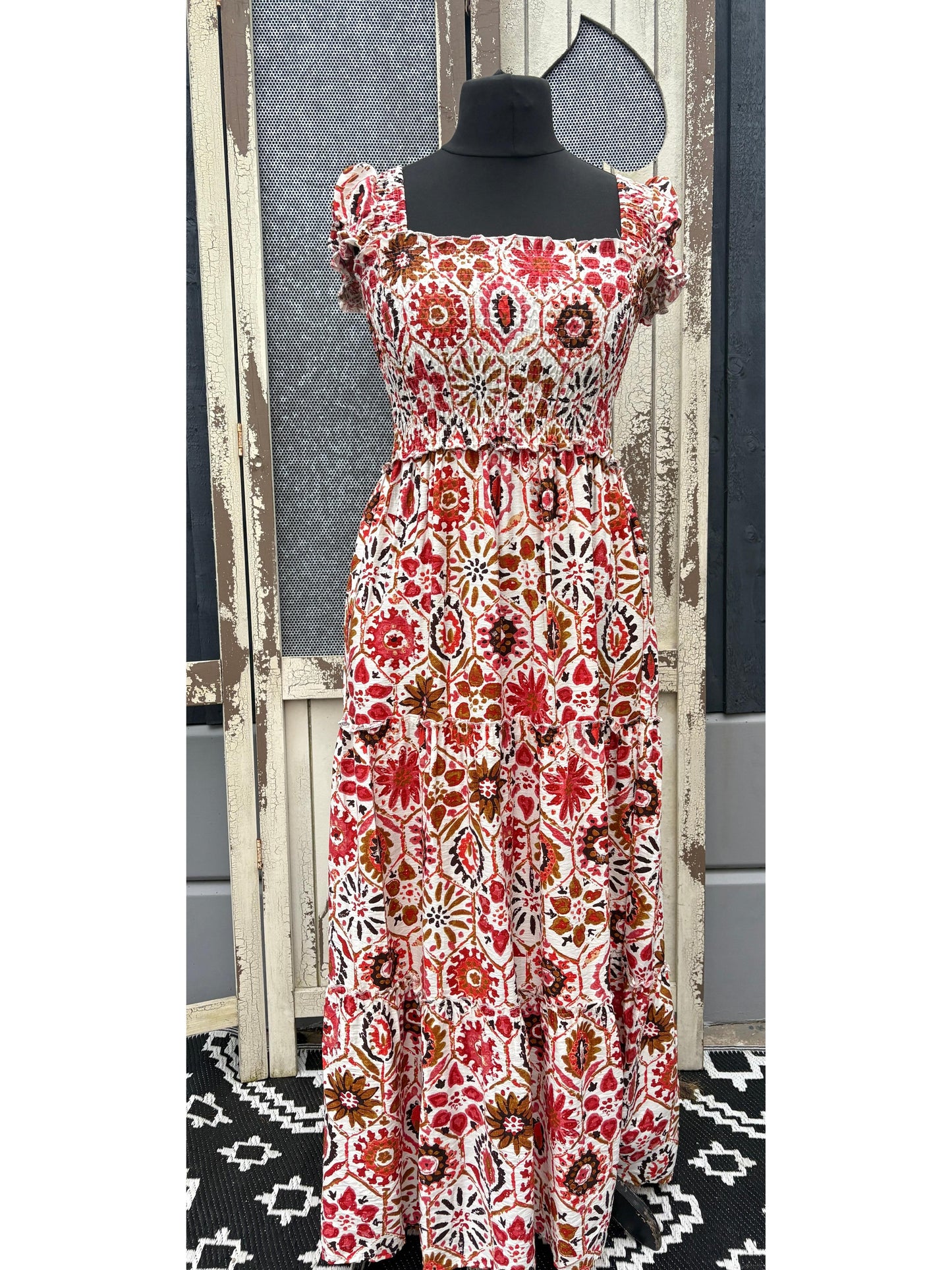 Sienna Block Print Maxi Dress Various Colours