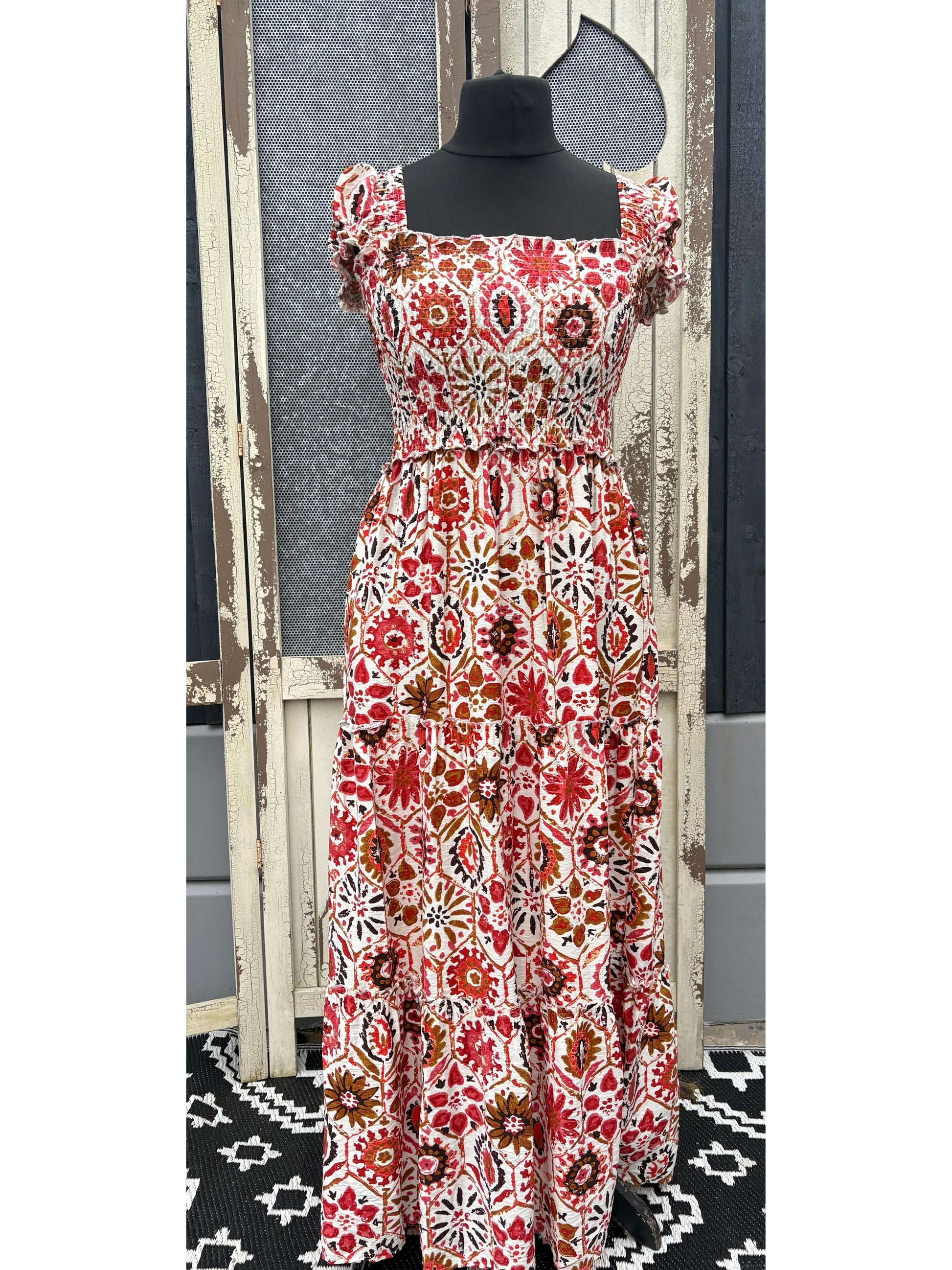 Sienna Block Print Maxi Dress Various Colours