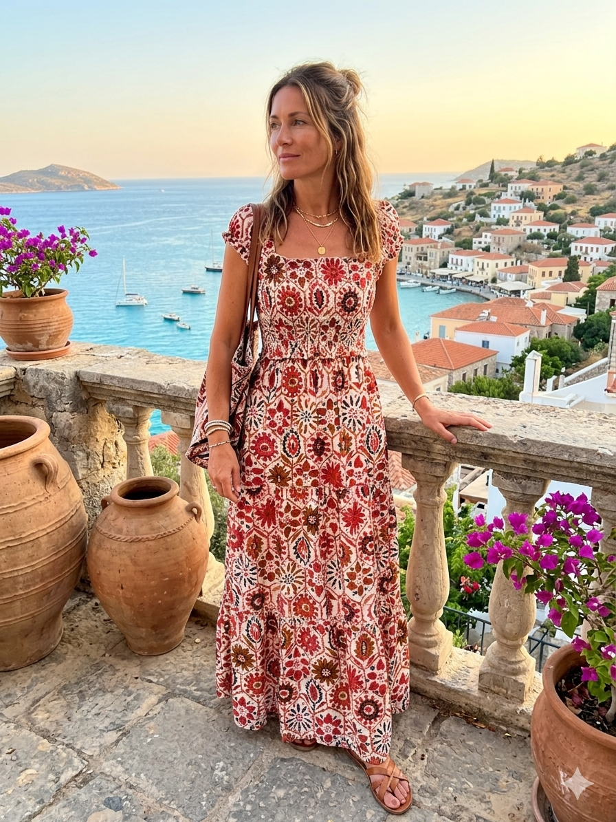 Sienna Block Print Maxi Dress Various Colours