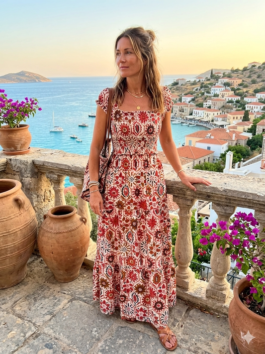 Sienna Block Print Maxi Dress Various Colours