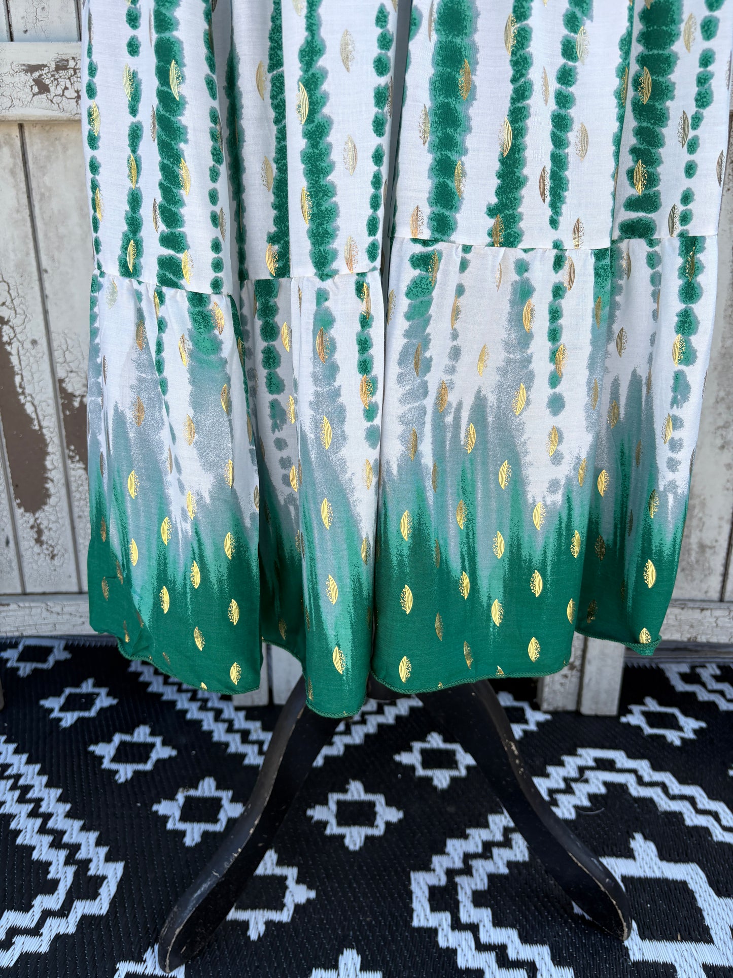 Splash Stripe Button Front Midi Dress One Size 10-20 - Green